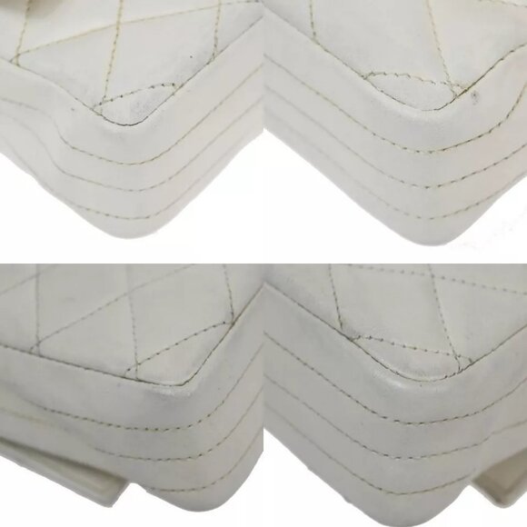 CHANEL CC Logo Matelasse Chain Shoulder Bag Leather White GHW - Picture 13 of 16